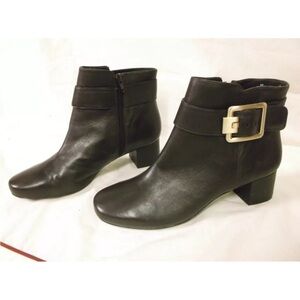 Nine West Ankle Boots Booties Size 9 Leather Brown Passeo Belted Zip Buckle NEW